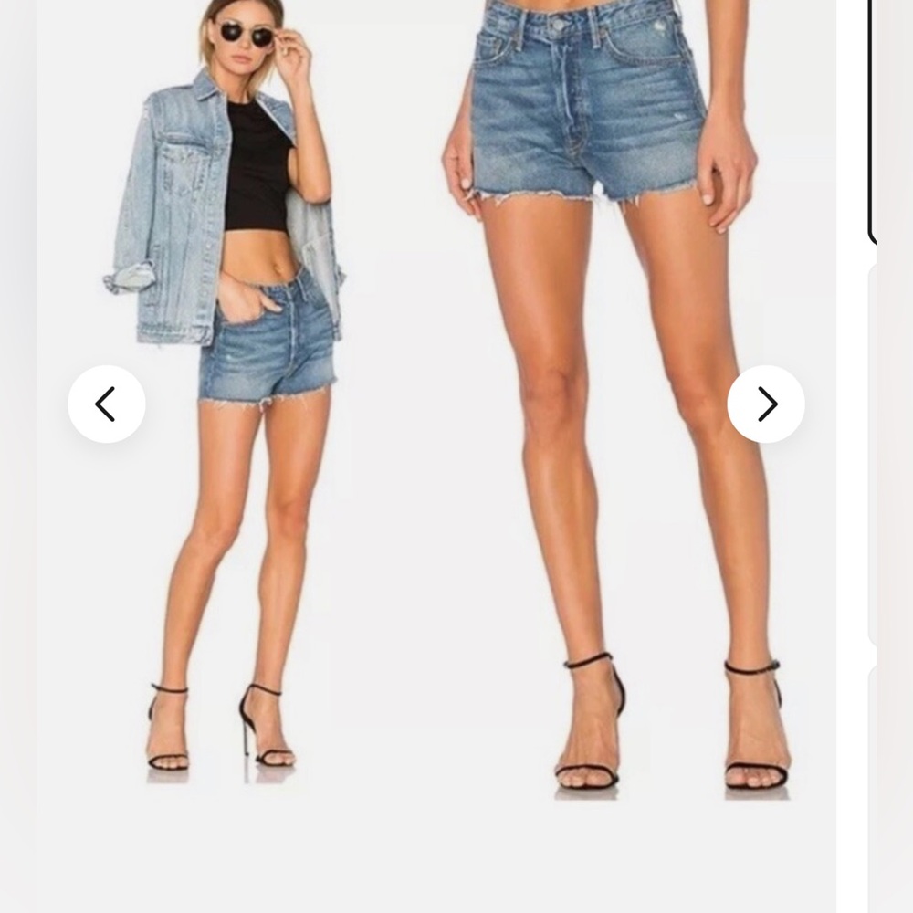 GRLFRND Womens helena High Rise Denim Cut Off Raw hem Jean Shorts Size 28